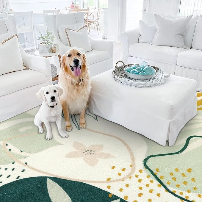Lahome 4x6 Washable Lightweight Non-Slip Boho Botanical Print Rug - For Living Room, Bedroom, Dining Room