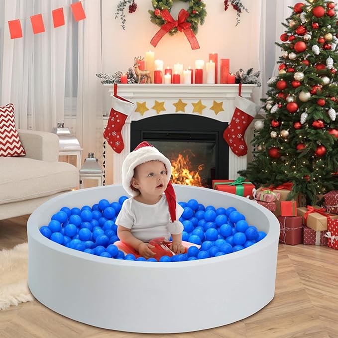 Ball Pit Balls 100 Phthalate Free BPA Free Crush Proof 2.16 Inches Plastic Balls for Ball Pit Ideal Gift for Toddlers Babies Kids Pool Water Toys Play Tent, Blue