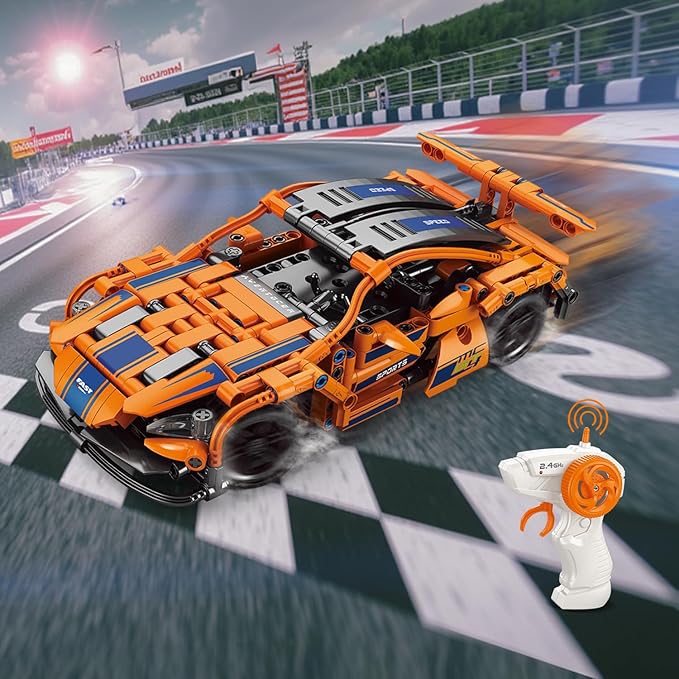 408 Piece Remote Control Racing Car Building Set for Kids,STEM 1:16 technology Sports Car Collection Model Brick Kit,Rechargeable RC Sports Cars Toy Set Gift for 6 7 8+ Year Old Boys and Girls