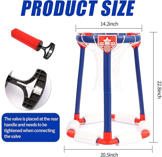 Pool Basketball Hoop Set,Floating Pool Toys for Kids,Floating Basketball Hoop,Pool Games,Basketball Game Poolside,Summer Water Toys,with 3 Balls and 1 Pump