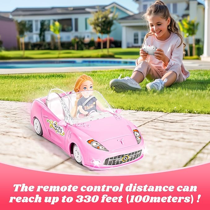Pink Remote Control Car for Girls, 1:18 Scale RC Cars with LED Light, 2.4 GHZ Pink Truck Toy for Toddlers Kids, Birthday R/C Toys for Boys Girls Aged 4-7 (Batteries Not Included)
