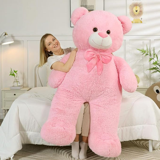 MorisMos Giant Teddy Bear 5ft Stuffed Animal for Girlfriend,Human Size Cuddly Teddy Pink Bear Toy for Valentine,Jumbo Stuffed Bear Plush 59 inch,Xmas Gifts for Women Kids Baby Shower Decor