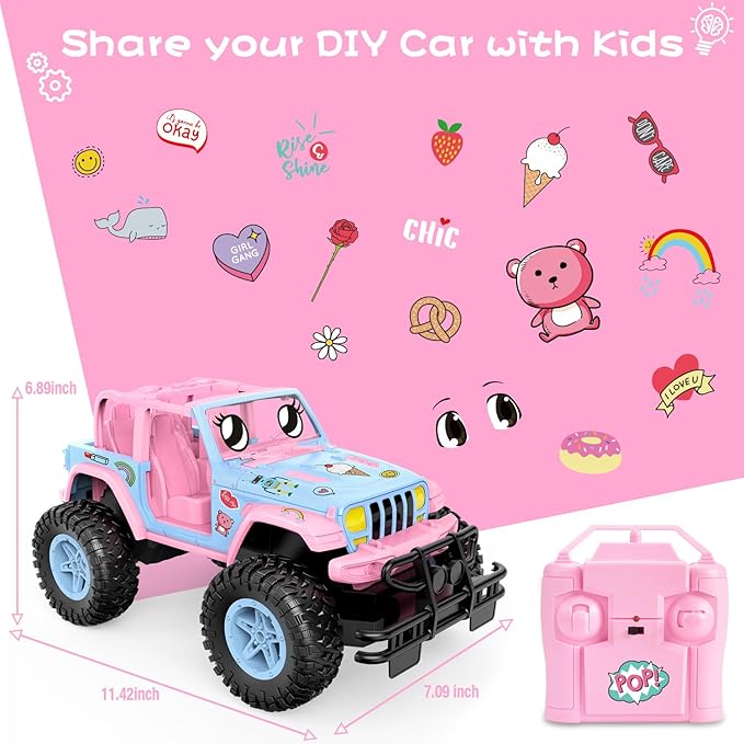 NQD Remote Control Car for Kids 1:16 Scale 80 Min Play 2.4Ghz Off Road RC Trucks with Stickers Toy Car Gift for Girls 3 4 5 6 Year Old