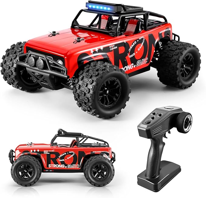 RC Car Remote Control Truck, 1:18 Scale 4WD Off Road RC Truck, 40km/h Remote Control Cars, 2.4Ghz RC Vehicle Rock Crawler with 2 Batteries-60 min Playtime, for Boys Kids Girls Teens - Red
