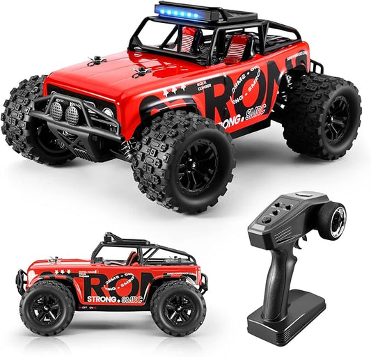 RC Car Remote Control Truck, 1:18 Scale 4WD Off Road RC Truck, 40km/h Remote Control Cars, 2.4Ghz RC Vehicle Rock Crawler with 2 Batteries-60 min Playtime, for Boys Kids Girls Teens - Red