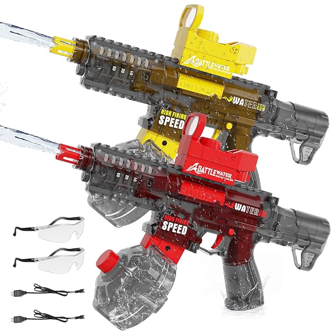 2 Pack Electric Water Guns for Adults Kids, Automatic Water Gun Toys for Kids Ages 4-8 8-12, Large Capacity High Power, 32ft Ultra-Long Range, Summer Pool Outdoor Beach Water Toys for Boys Girls