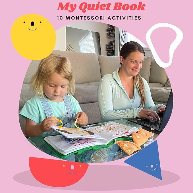 My Quiet Book - Toddler Travel Essential, Car Airplane Activity Book, Montessori Busy Board Book, Plane Toys for Toddlers 1-3, Gifts for 1 2 3 4 Year Old Girl, Birthday Gifts Toys Age 2-4