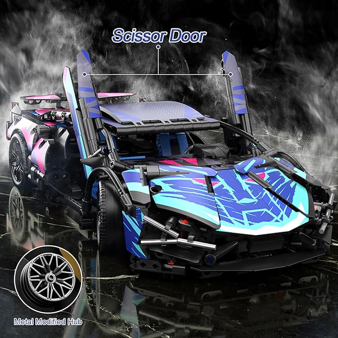 Sport Race Car Building Block Sets for Adults Boys,Racing Supercar Toys Kits with LED Lights Collectible 1:14 MOC Model Construction Birthday Gifts for Teens Age 8-12 12-16,14 14+(1314 PCS)