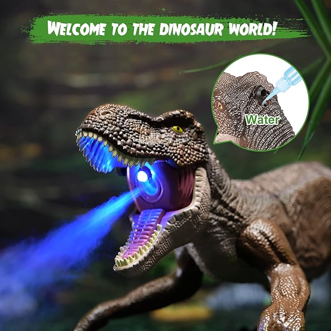 VERTOY Remote Control Dinosaur Toys for Boys 3-5 4-7 8-12 Year Old - Realistic Big T-Rex Gift Ideas for Kids, RC Walking Dino with Roaring, Spray, Light, Touch Sensing