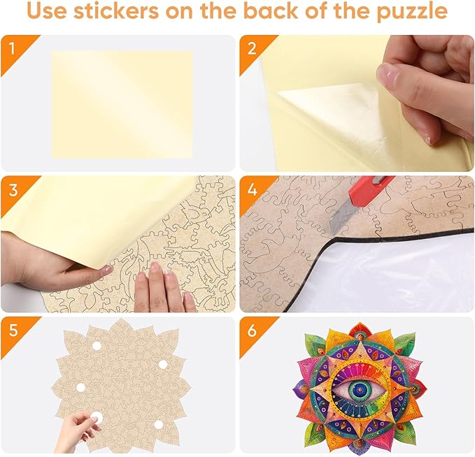 Mandala Wooden Puzzles for Adults, 500 Piece Unique Shaped Wood Evil Eye Jigsaw Puzzles for Adults and Kids, Fun Challenging Puzzles Family Game Gift, 16.5'' x 16.4''