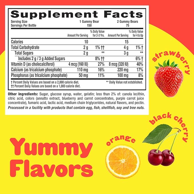 L’il Critters Calcium + D3 Daily Gummy Supplement for Kids, for Bone Support, Orange, Strawberry & Paw Patrol Gummy Vites Daily Gummy Multivitamin for Kids, Vitamin C, D3 for Immune Support Cherry