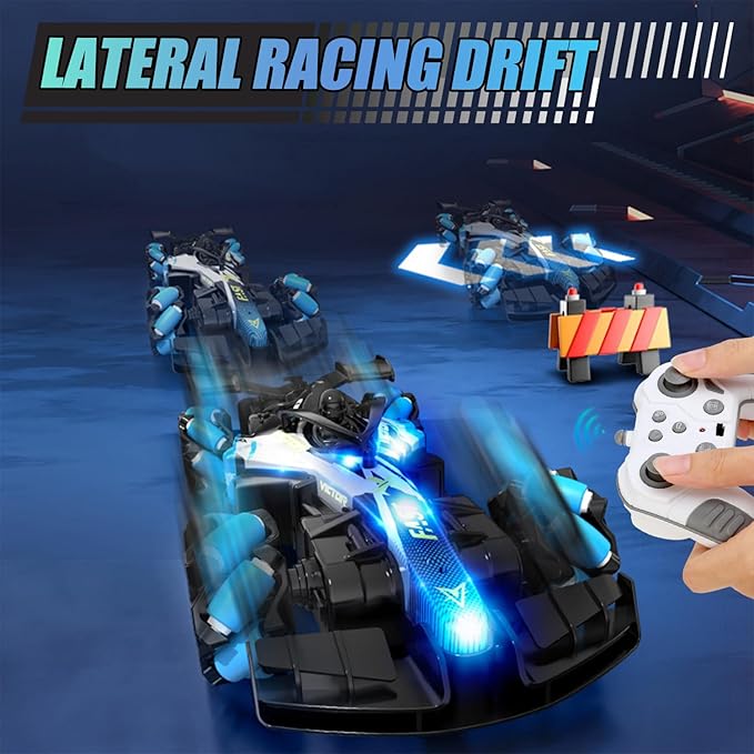 2.4GHz Gesture Sensing Remote Control Car - 360° Spin High Speed Drift F1 Formula Racing, with Spray, Music & Light, 2 Control Mode, Toy for Kids 8-12 Year Birthday Coolest Best Toy (Blue)