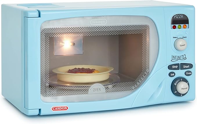 Casdon DeLonghi Microwave. Toy Replica of DeLonghi’s ‘Infinito’ Microwave for Children Aged 3+. Featuring Flashing LED’s, Sounds & More, Blue