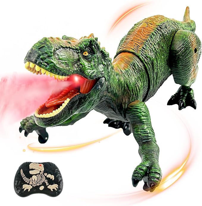 Remote Control Dinosaur for Boys 4-7, Robot Dinosaur Toys for Kids 5-7, rc Dinosaur with Realistic Legs & Spray Stream,Remote Dinosaur Toys for Kids3 4 5 6 7 Year Old boy Birthday Gift (Green)