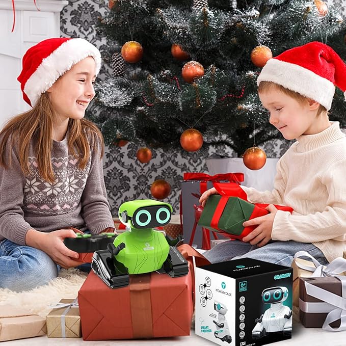 GILOBABY Robot Toys, Remote Control Robot Toy, RC Robots for Kids with LED Eyes, Flexible Head & Arms, Dance Moves and Music, Birthday Gifts for Boys Ages 3+ Years (Green)