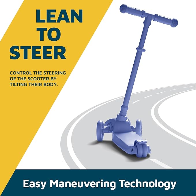 Kids Scooter – Children and Toddler 3 Wheel Kick Scooter – LED Wheel Lights Illuminate When Rolling– Adjustable Handlebar – Indoor and Outdoor