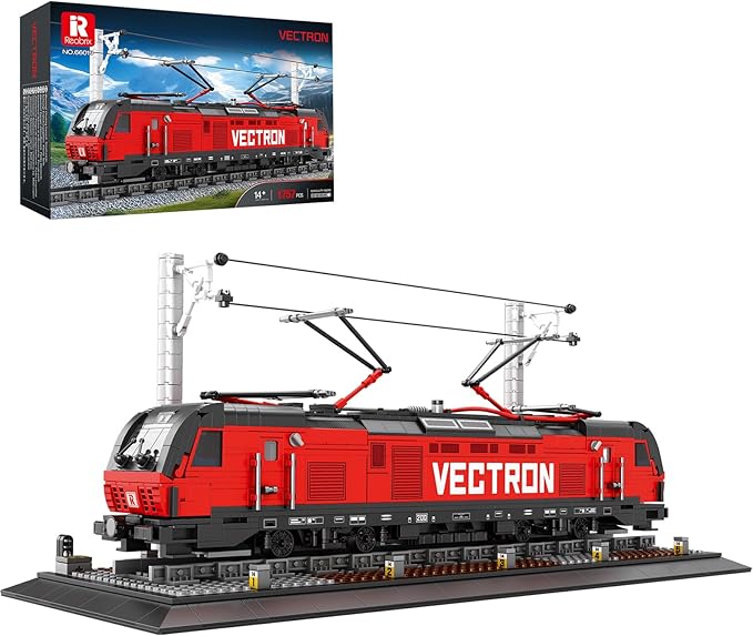 Train Building Block Kit with Base,MOC City Train Sets,Classic Vectron Electric Truck 66019,Model for Adult Car Lovers,Gift Ideas for Girls Boys Home Décor,1757 PCS