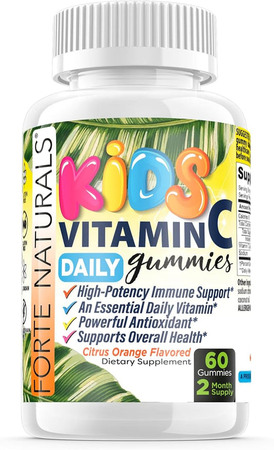 Kids Vitamin C Gummies Chewable for Immune Defense Children’s Daily Gummy Gluten Free Supplement Vitamins for Kids Made in USA