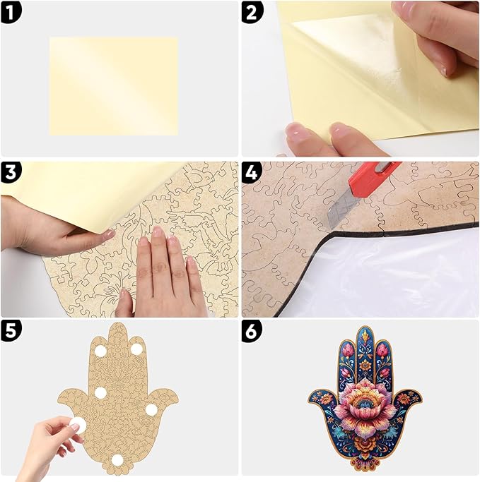 Hamsa Wooden Puzzles, 500 Pieces Hand Jigsaw Puzzles 21.8'' x17'', Unique Design Liberty Wooden Puzzles for Adults and Kids, Family Game Gift Medium Size
