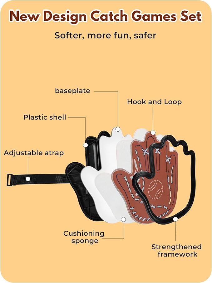 Toss and Catch Ball Game for Kids 3-8, Pool & Beach Ball Game, Outdoor Sports Toy with 2 Soft Sticky Balls & 2 Upgraded Paddles, Ages 3-8+