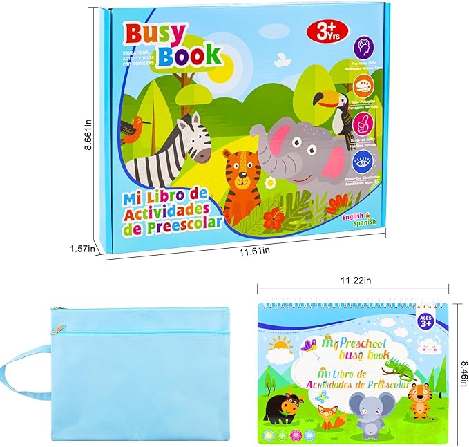 Foayex Preschool Learning Activities Spanish English Books - Bilingual Montessori Educational Toys for 3 4 5 Year Old Girls, Speech Therapy Toys Español para Niños, Juguetes para Niñas Gifts for Kids