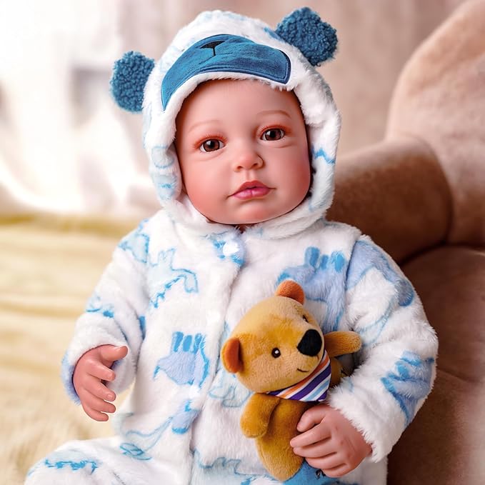 BABESIDE Lifelike Reborn Baby Dolls Boy, 20 Inch Realistic Doll for Boy Newborn Real Life Poseable Soft Vinyl and Cloth Body Baby Dolls with Clothes and Toy Gift for Kids Age 3+