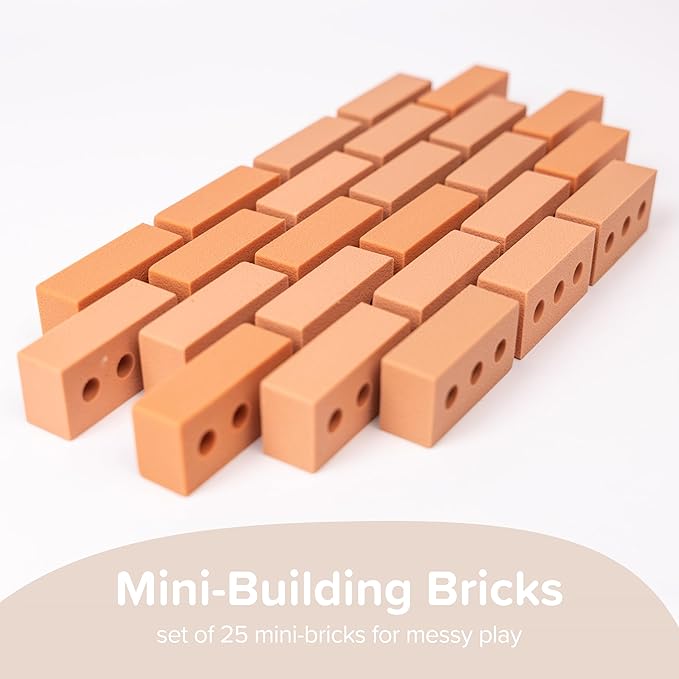 Inspire My Play 25 Mini Silicone Building Bricks for Construction Play Bin - Creativity Sensory Bin Filler