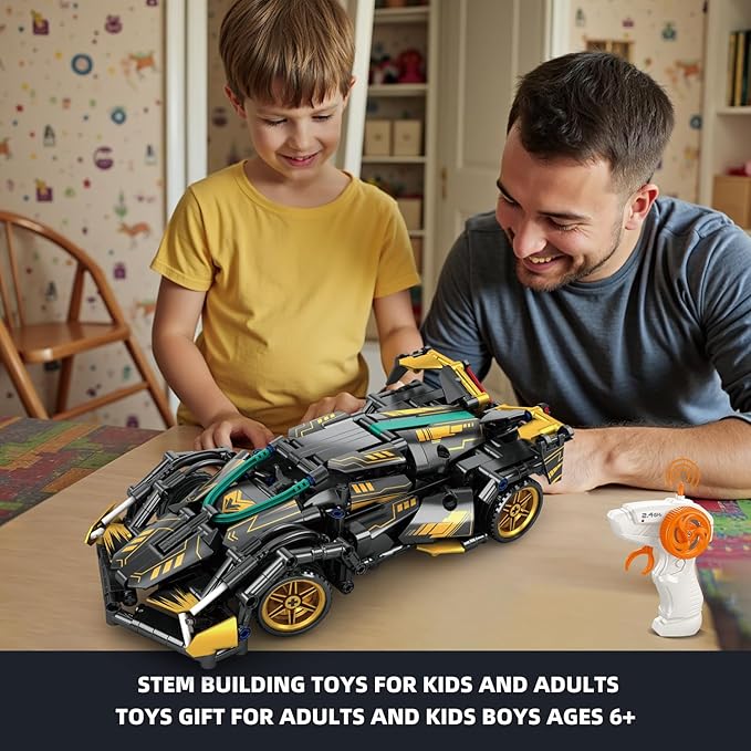 402 Piece Remote Control Racing Car Building Set for Kids,STEM 1:16 technology Sports Car Collection Model Brick Kit,Rechargeable RC Sports Cars Toy Set Gift for 6 7 8+ Year Old Boys and Girls