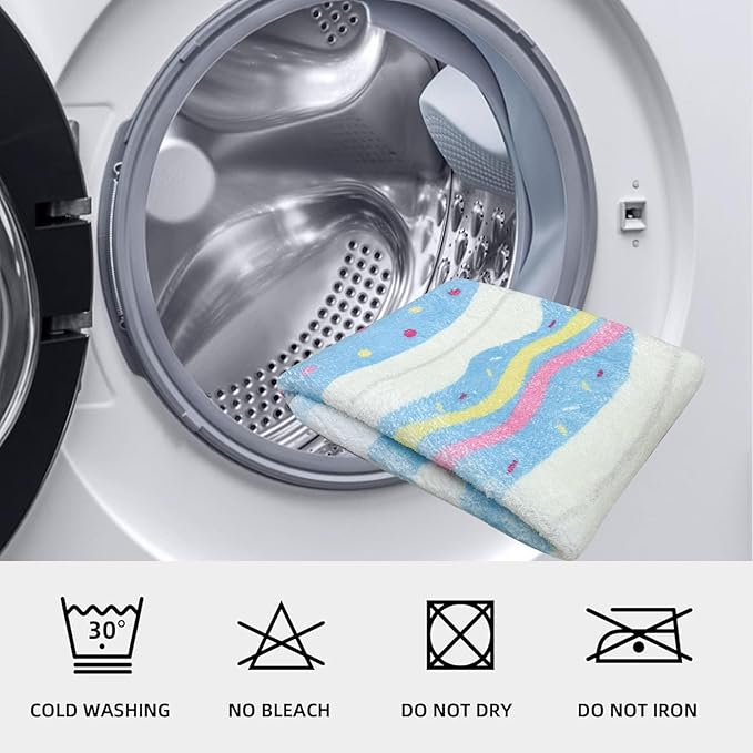 Kids Rug 4Ft Round Cake Bedroom Carpet Circle Blue Playroom Area Rug Rainbow Play Mat for Boys Girls Nursery Living Room Classroom Decor Washable Children Throw Rug, Blue