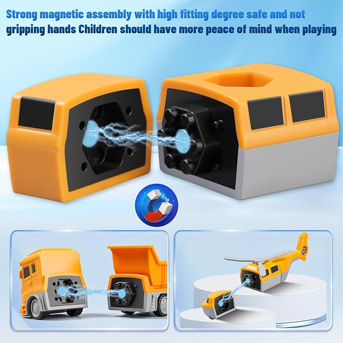 Magnetic Building Blocks, STEM Transform Engineering Car Toys for Kids Ages 3-8, Montessori Sensory Educational Toys for Toddlers, Boys & Girls, Autism-Friendly Creativity-Igniting Magnetic Blocks