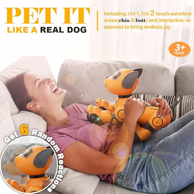 VATOS Robot Dog Toy for Kids, Voice & 2.4GHz Remote Control Robot Pet with Interactive Touch Sensors, Over 20+ Responses, Program Mode, Robotic Puppy Toy for Kids Boys & Girls