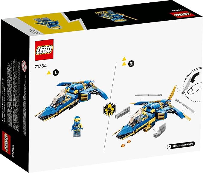 LEGO NINJAGO Jay’s Lightning Jet EVO 71784, Upgradable Toy Plane, Ninja Airplane Building Set, Collectible Birthday Gift Idea for Grandchildren, Kids, Boys and Girls Ages 7 and Up