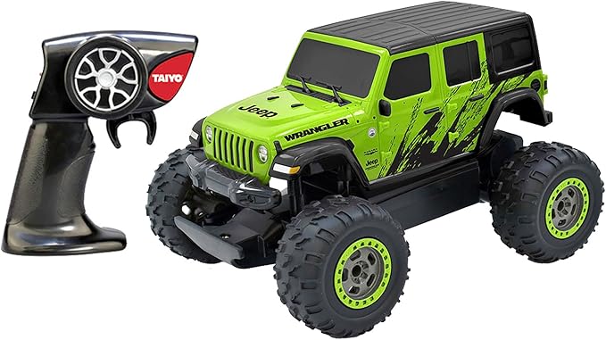 Jeep Wrangler Sahara Unlimited 1:22 Scale R/C - Green - Taiyo, 2.4GHz, Remote Control Vehicle, Authentic Design, Controller, Battery Powered Hobby Car