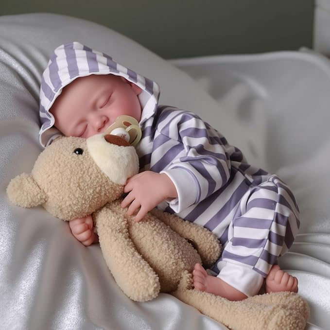 ADFO Realistic Reborn Baby Dolls Boy - 20 Inches Lifelike Baby Doll with Full Body Vinyl, Sleeping Newborn Baby Dolls Gift Toy for Kids Age 3 +