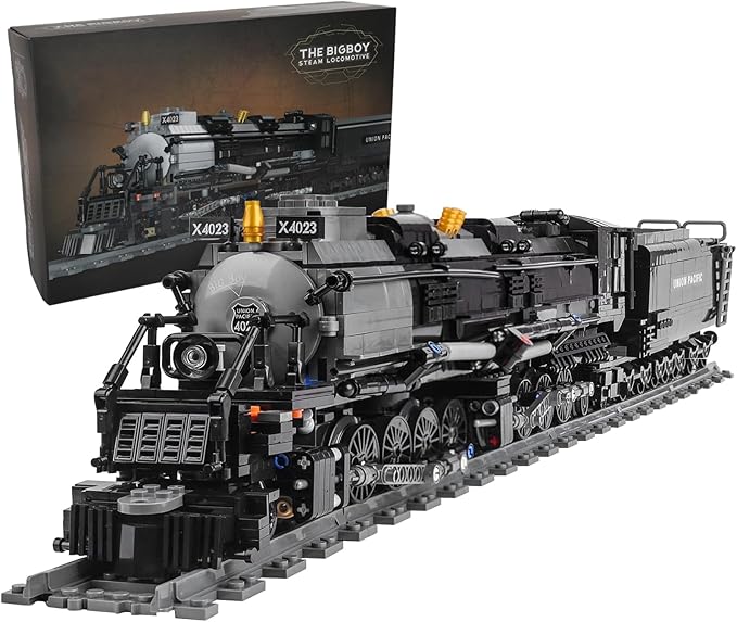 Big Boy Steam Train Building Block Toy, BIGBOY Locomotive Articulated Train Display Model Set with Train Tracks for Train Lovers, Teenagers and Adults(1608 Pieces)