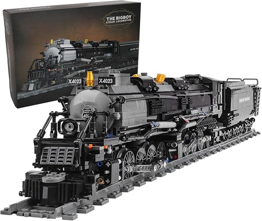 Big Boy Steam Train Building Block Toy, BIGBOY Locomotive Articulated Train Display Model Set with Train Tracks for Train Lovers, Teenagers and Adults(1608 Pieces)