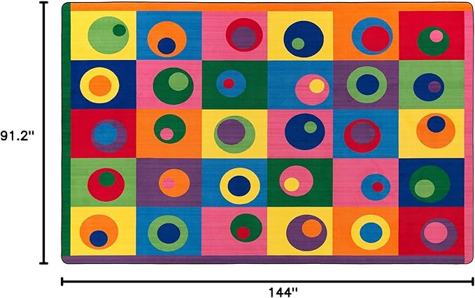 Flagship Carpets Multi Silly Circles Colorful Abstract Children's Classroom Area Rug for Kids Room Seating Décor, Play Carpet for Teaching and Playing, (Seats 30), 7'6" x 12', Rectangle