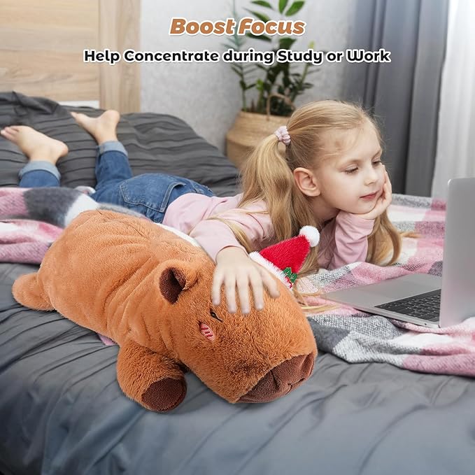 Bobbie & Laxi 25" & 4.5 lbs Capybara Weighted Stuffed Animals, Cuddly & Soft Kids' Plush Toy Pillows for Companion, Large Plushies with Removable Ceramsite Bag, Gifts for Adults, Kids, Boys and Girls