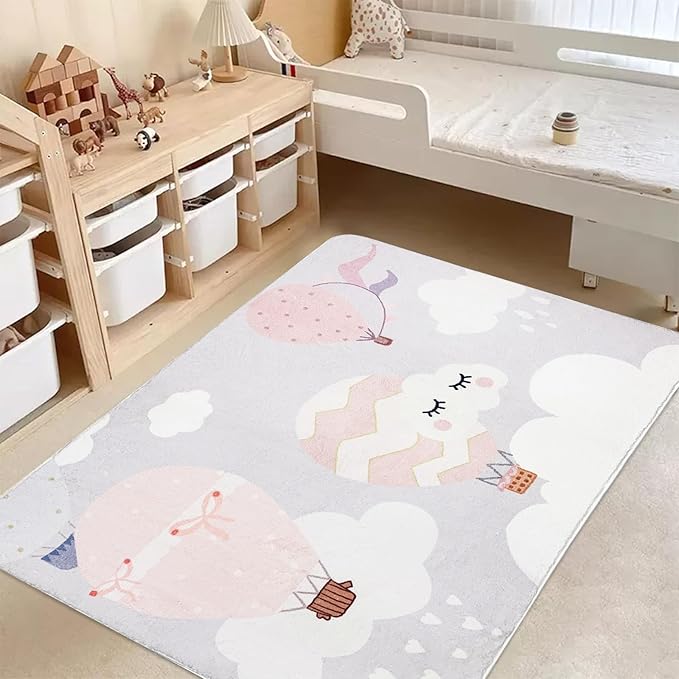ABREEZE Kids Rug Play Mat Ultra Soft Rugs for Kids Room, 4'x5.3' Non Slip Cartoon Children Nursery Rug Baby Rug Area Rug Kids Carpet for Bedroom Decor Playroom Living Room