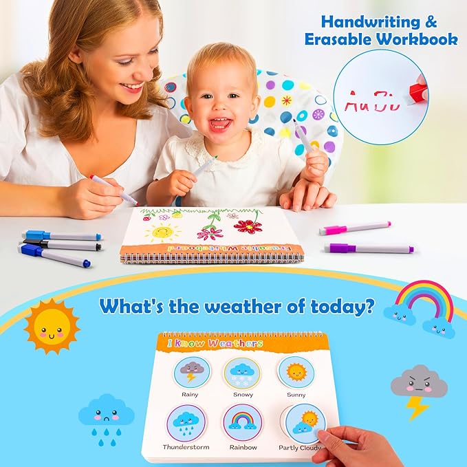 Foayex Toys for Toddlers Coloring Books for 4-5 Year Old Girls, Pre-Assembled Stickers & Reusable Activity Thick Durable Pages, Travel-Friendly Educational Toys for Fine Motor Skills, Gifts for Kids