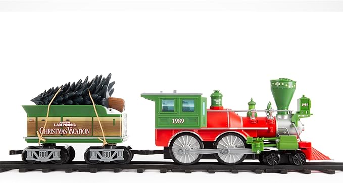 Lionel Battery-Operated Christmas Vacation Toy Train Set with Locomotive, Train Cars, Track & Remote with Authentic Train Sounds, & Lights for Kids 4+