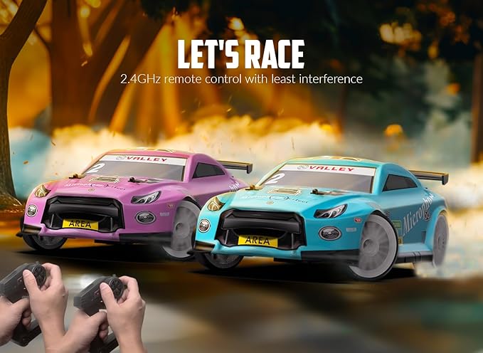 RACENT RC Drift Car - 1:14 Scale 4WD 15MPH Fasr Remote Control Toy for Boys Kids Adults with Drifting & Racing Tires, 2 Rechargeable Batteries (Blue)