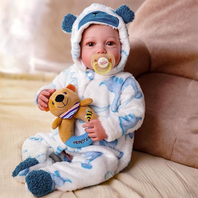 BABESIDE Lifelike Reborn Baby Dolls Boy, 20 Inch Realistic Doll for Boy Newborn Real Life Poseable Soft Vinyl and Cloth Body Baby Dolls with Clothes and Toy Gift for Kids Age 3+