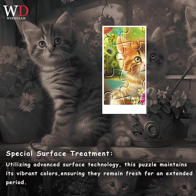 Jigsaw Puzzles 2 Pack 1000 Pieces - WISHDIAM Puzzles for Adults - Cats Kitten in Flower Room - Funny Pets Puzzles for Adults 1000 Pieces and up (Paris & Garden)