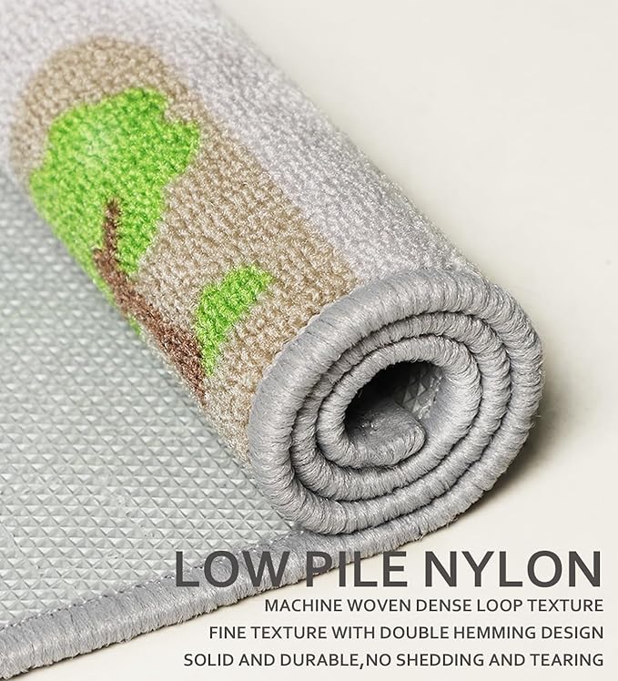 Educational Road Traffic Carpet Kids Carpet Playmat Car Rug Fun City Life Map Kids Car Rug Non Slip Play Carpet for Children Playroom Bedroom Classroom Decor (Tan, 5'0''x6'6'')