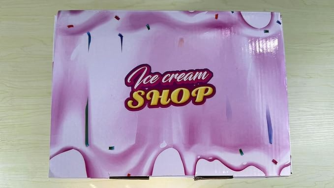 Wooden Ice Cream Toys Kids Toy Food for Toddler Girls 3+, Ice Cream Shop Playset, Pretend Play Kitchen Toys with Display Counter & Fake Money - Wooden Food Toys for 3 4 5 Year Old Girls Boys Birthday