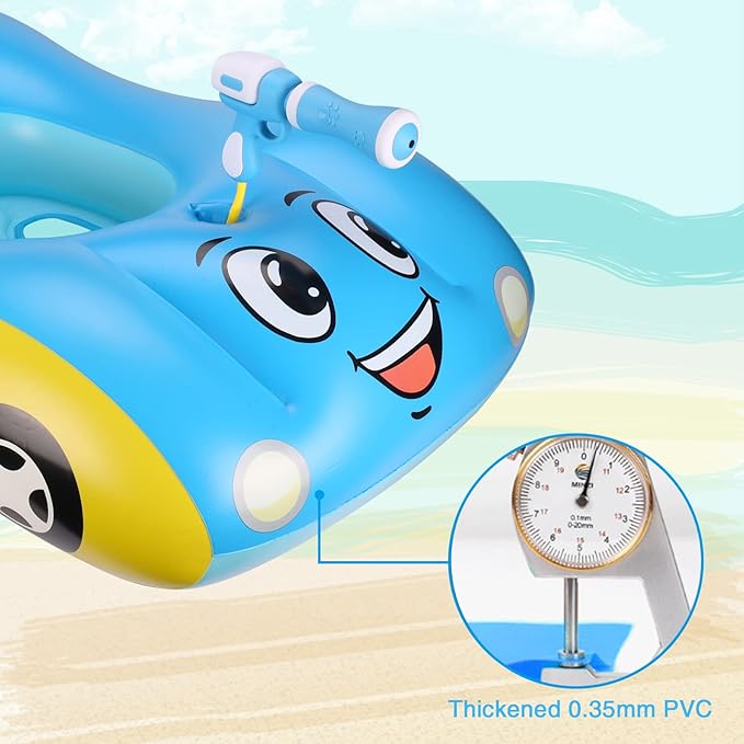 Baby Pool Float Inflatable Car Pool Float Boat with Squirt Gun, Toddler Pool Float Baby Swim Float Swimming Pool Float Kids Toddler Pool Floaties Infant Pool Float Toys for 18-48 Months