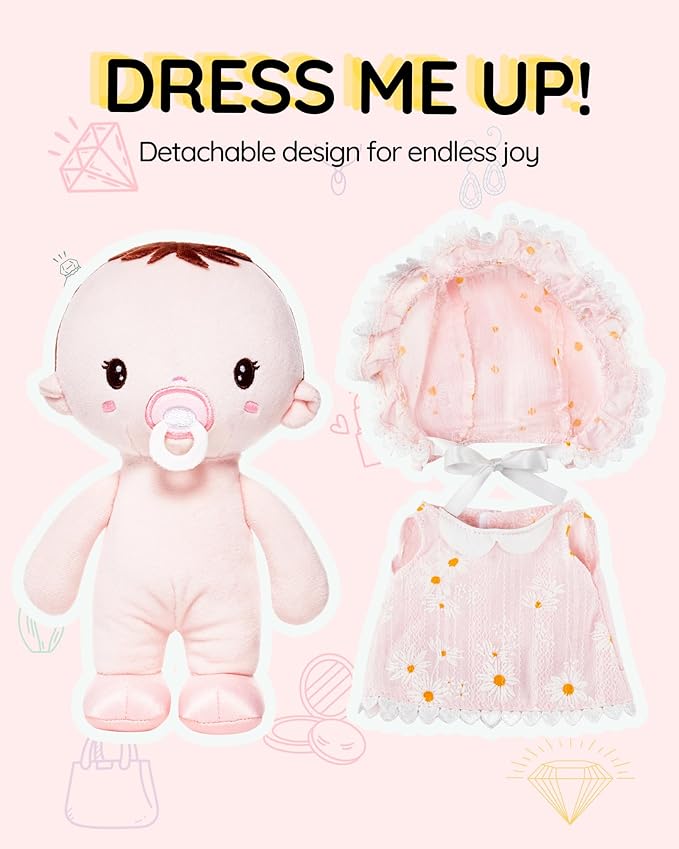 Soft Baby Doll Toys (9''), My First Baby Rag Doll for 1 Year-Old Girl Birthday Gift, Christmas Plush Toys Gift for Toddler Kids Infants-Daisy Baby