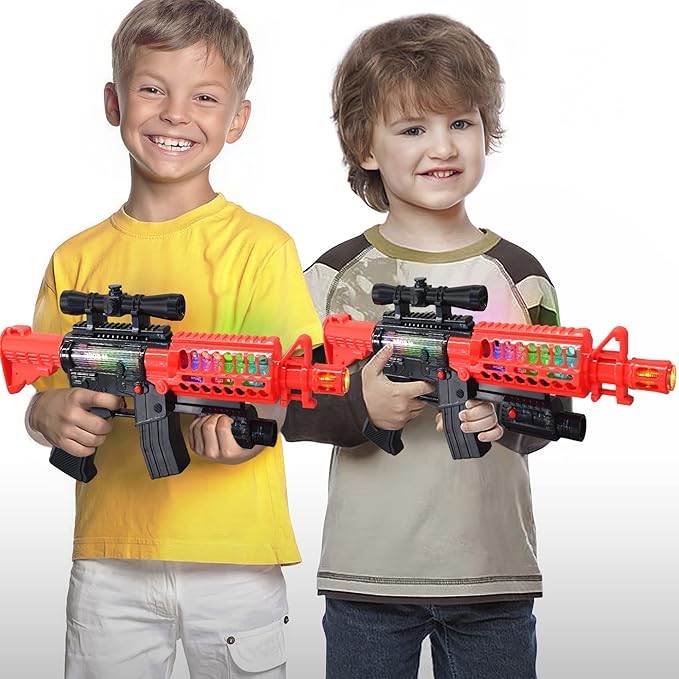 ArtCreativity Toy Rifle Vibrating Toy Guns for Boys, 13.25 Inch Light Up Fake Gun with Sounds, Immersive Vibration, and Batteries Included, Military Toy Machine Gun, Toy Guns for Boys 8-12