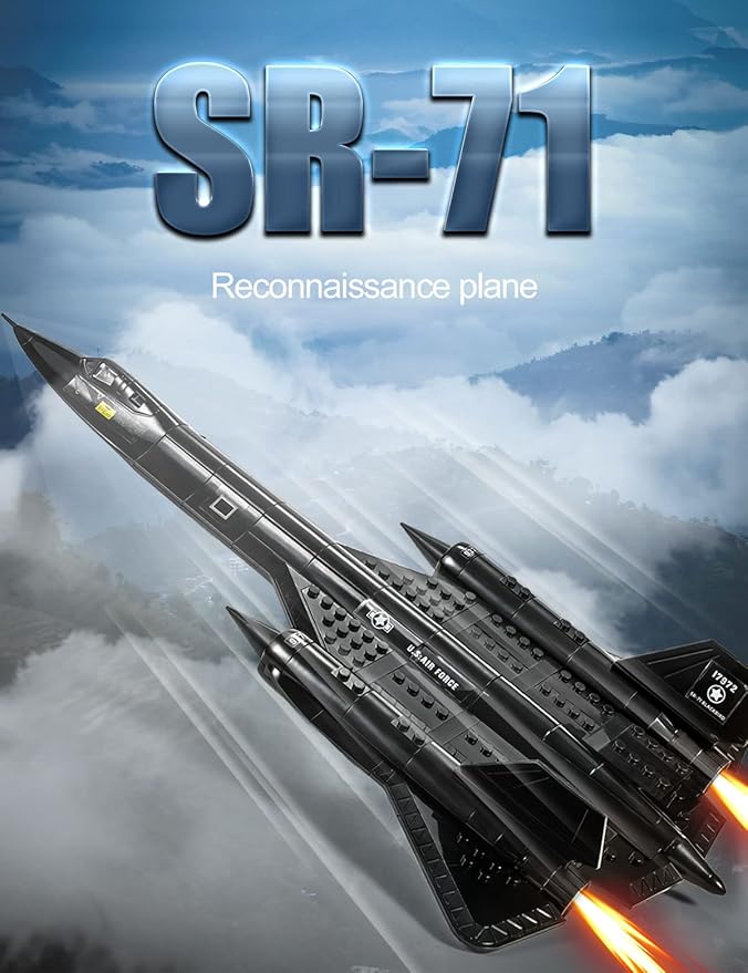SEMKY Military Series SR-71 Reconnaissance Aircraft Jet Blackbird Air Force Building Block Set (183 Pieces) -Building and Military Toys Gifts for Kid and Adult
